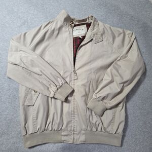 Vntg Orvis Men's Bomber Jacket Tartan, Khaki, Beige, Size XL, Full Zip, Lined